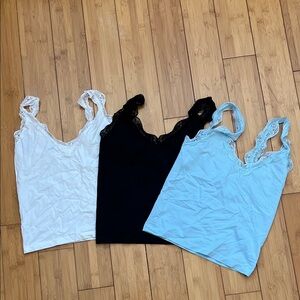 Lace Trim Women's Camisole Top - White, Black, Blue bundle size S y2k